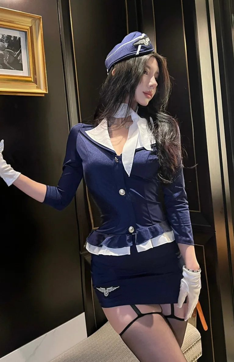 Sexy Flight Attendant Bodycon Skirt Cosplay Set